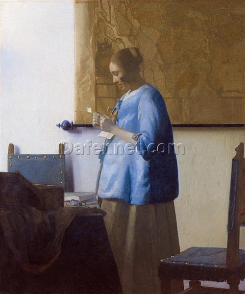 Woman Reading a Letter” by Johannes Vermeer – Hand-Painted Oil Painting Reproduction | Fine Art Canvas from Dafen Village