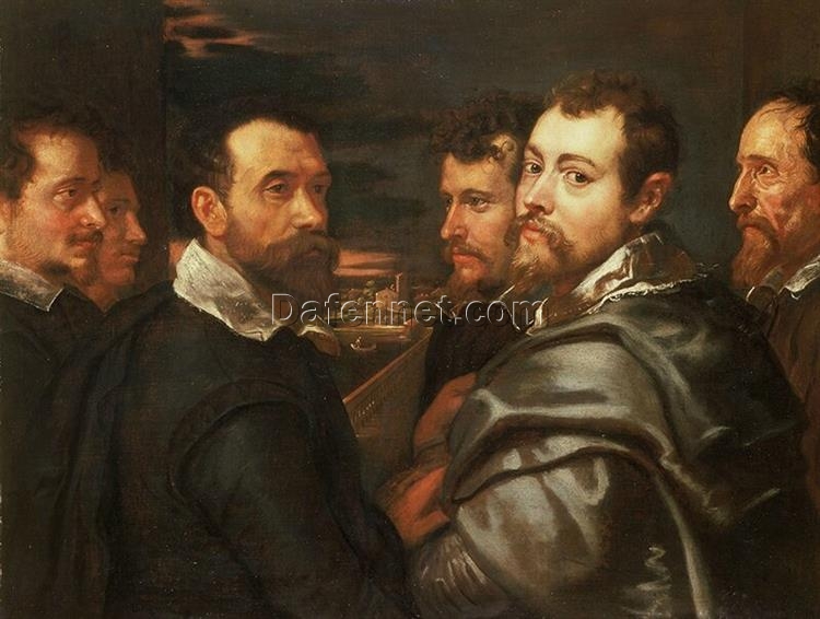 Peter Paul Rubens “Self-Portrait in a Circle of Friends from Mantua” (1602) | Historical Baroque Self-Portrait | Premium Canvas Print