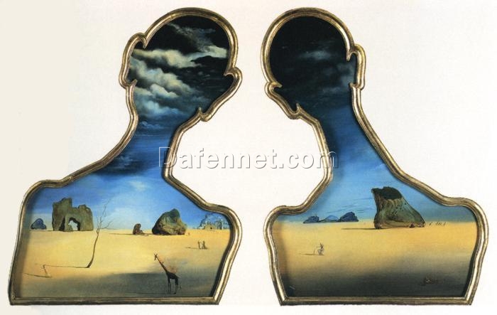 Premium Salvador Dalí “A Couple with Their Heads Full of Clouds” 1936 – Handcrafted Oil Painting on Canvas, Surrealist Depiction of Mind, Emotions, and Dreamscapes