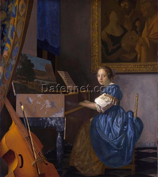 A Young Woman Seated at a Virginal” by Johannes Vermeer – Hand-Painted Oil Painting Reproduction | Fine Art Canvas from Dafen Village