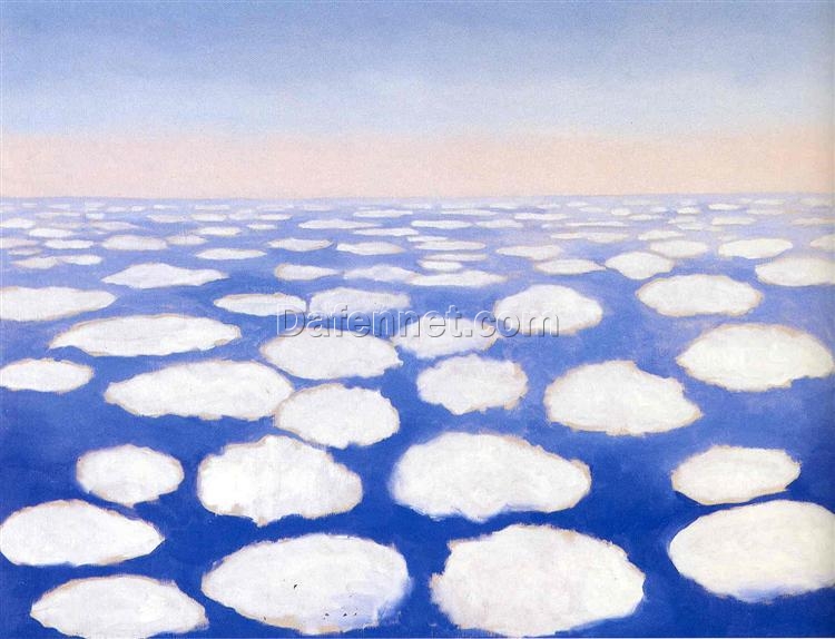 Hand-Painted Georgia O’Keeffe Above the Clouds I – Premium Oil Painting for Abstract, Modern Sky and Landscape Art Enthusiasts