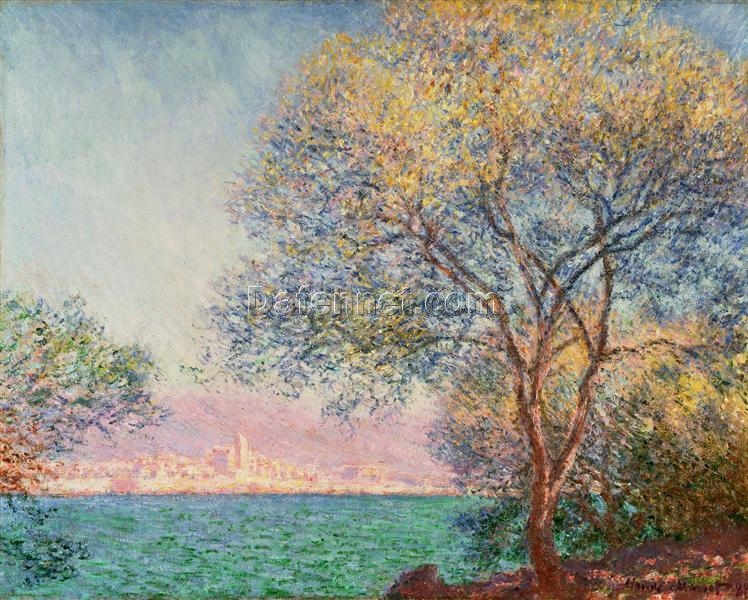 Hand-Painted Claude Monet Antibes in the Morning – Premium Oil Painting on Canvas for Classic Interior Design