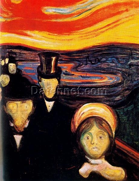 Anxiety by Edvard Munch (1894) – Handcrafted Oil Painting for Powerful Symbolist Art Interiors