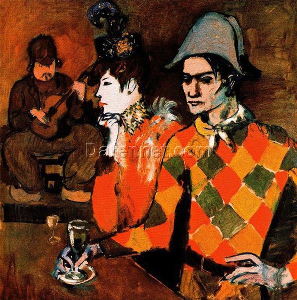 Buy Picasso’s “At ‘Lapin Agile’ (Harlequin with Glass)” | Custom Oil Painting Reproduction from Dafen Village