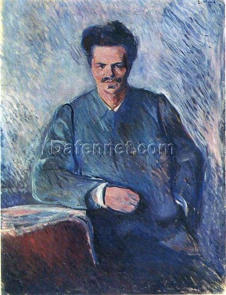 High-End Edvard Munch ‘August Strindberg’ Oil Painting on Canvas – Exquisite Art, Ideal for Refined Interiors