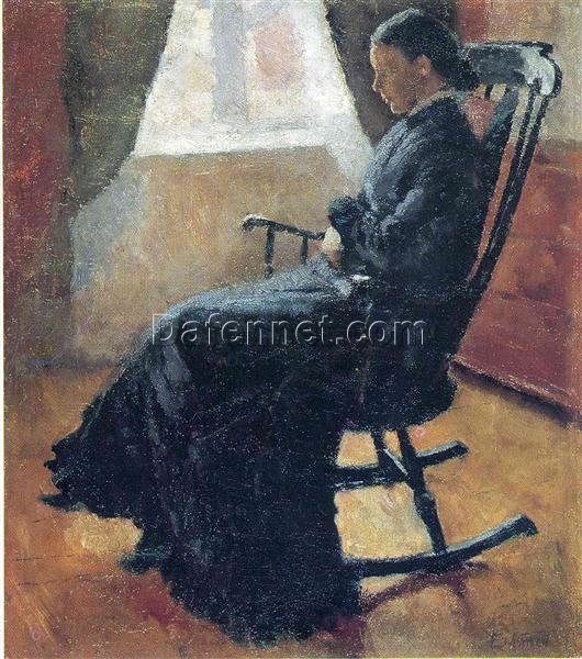 Elegant ‘Aunt Karen in the Rocking Chair’ by Edvard Munch – Luxury Oil Painting, Studio-Quality Canvas Art for Stylish Interior Decor