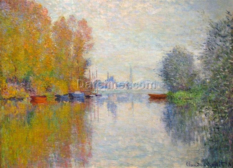 Hand-Painted Claude Monet Autumn on the Seine at Argenteuil – Premium Oil Painting on Canvas for Classic Interior Design