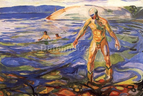 Luxury Edvard Munch ‘Bathing Man’ Canvas Oil Painting – Unique Fine Art, Perfect for Upscale Home & Office Decoration