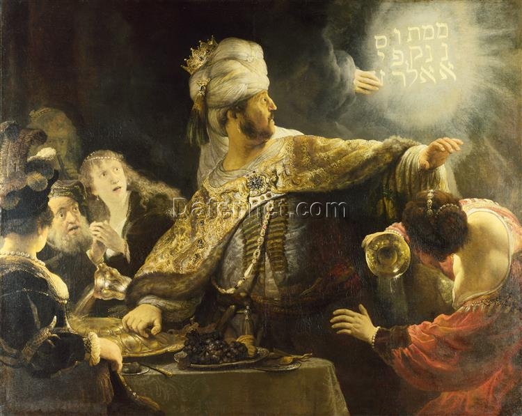 Belshazzar’s Feast by Rembrandt – 1635 Dramatic Baroque Scene of King Belshazzar’s Downfall