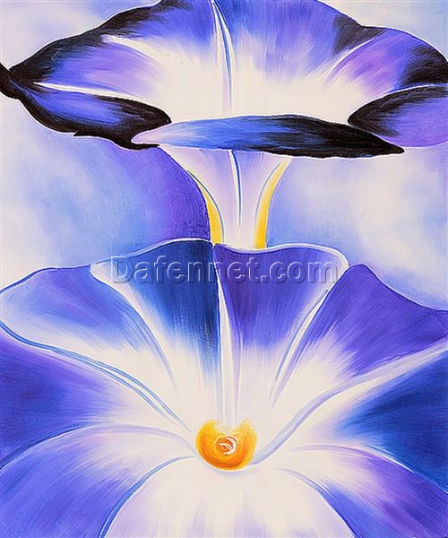 Georgia O’Keeffe Blue Morning Glories – Premium Oil Painting on Canvas for Nature-Inspired Art Spaces