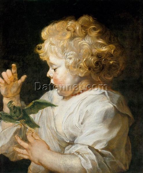 Custom Oil Painting – Boy with Bird, Rubens, Baroque Portrait Tronie