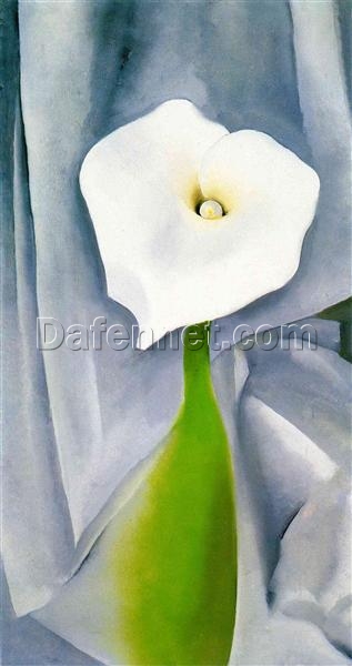 Georgia O’Keeffe Calla Lily on Grey – Premium Oil Painting on Canvas for Subtle Floral Interiors