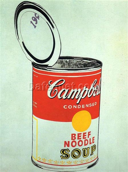 Hand-Painted Andy Warhol Big Campbell’s Soup Can 19c (Beef Noodle) – Exclusive Custom Oil Painting for Artistic Spaces