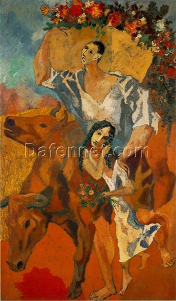 Custom Oil Painting of Picasso’s “Composition ‘Peasants'” | 1906 Artwork for Elegant Home Décor