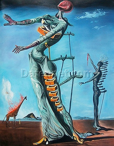 Salvador Dalí “The Burning Giraffe” 1937 – Surrealist Dreamscape Canvas Art, Premium Custom Oil Painting