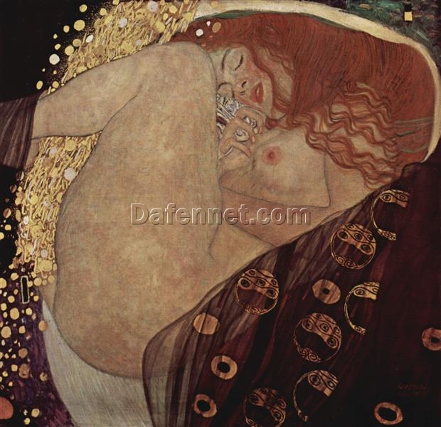 Custom Hand-Painted Oil Painting: Danae by Gustav Klimt (1907-1908) – Luxury Canvas Art for Elegant Interiors