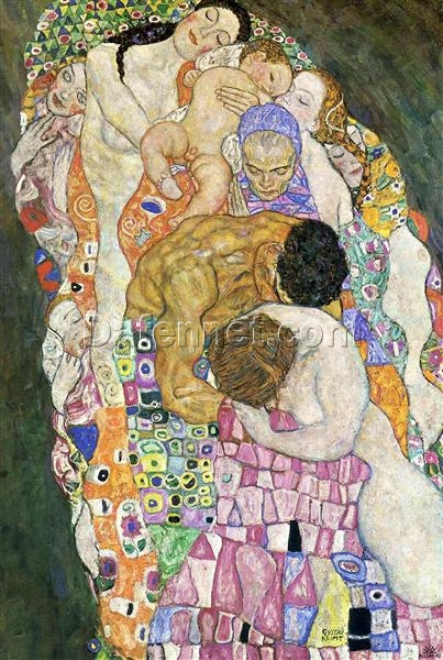 Elegant ‘Death and Life’ by Gustav Klimt – Luxury Oil Painting, Studio-Quality Canvas Art for Stylish Interior Decor