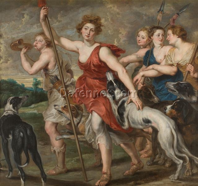 Diana Cazadora, Rubens – Fine Baroque Mythological Oil Painting on Canvas