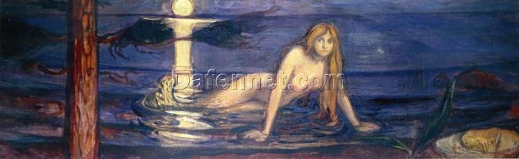 High-End Edvard Munch ‘The Lady from the Sea’ Oil Painting on Canvas – Exquisite Art, Ideal for Refined Interiors