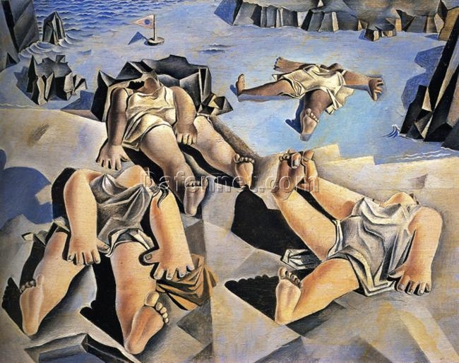 Salvador Dalí “Figures Lying on the Sand” 1926 – High-End Custom Oil Painting, Surrealist Beach Landscape Canvas Art