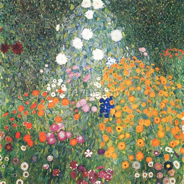 Gustav Klimt ‘Flower Garden’ Canvas Oil Painting – Premium Custom Art, Fine Art for Elegant Home & Office Decor