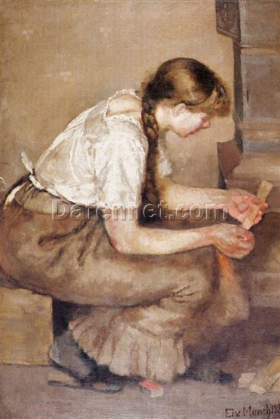 Edvard Munch ‘Girl Kindling a Stove’ Canvas Oil Painting – Premium Custom Art, Fine Art for Elegant Home & Office Decor