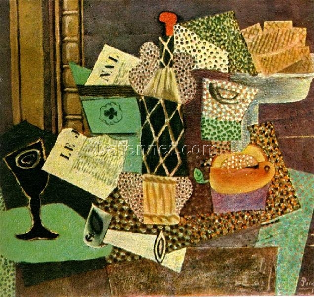 Hand-painted Oil Reproduction of Picasso’s “Glass and Bottle of Straw Rum” | Fine Art for Home Décor