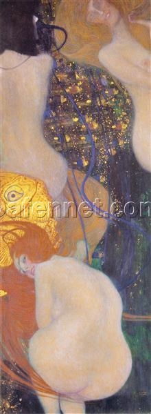 Custom Gustav Klimt Goldfish Oil Painting – Handcrafted Canvas Art for Refined and Elegant Interiors