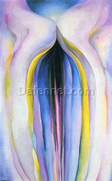 Personalized Georgia O’Keeffe Grey Line With Black, Blue And Yellow – High-End Oil Painting for Upscale Abstract Art Lovers