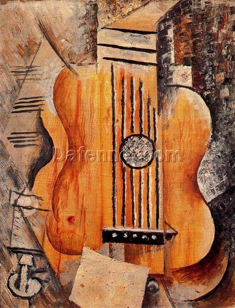 Custom Oil Painting of Picasso’s “Guitar (I Love Eva)” | Elegant 1912 Artwork from Dafen Village