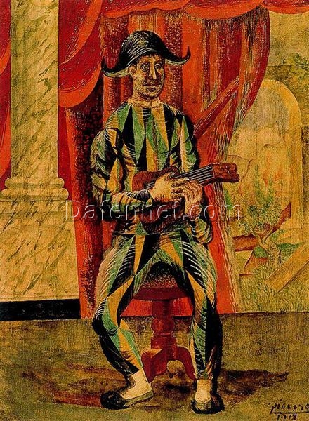 Reproduction of Picasso’s “Harlequin with Guitar” | High-Quality Hand-painted Oil Art for Sale