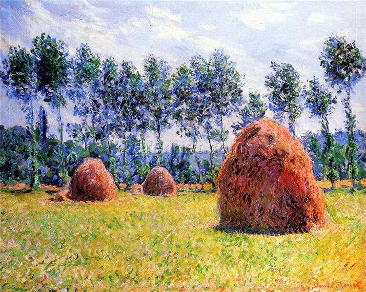 Hand-Painted Claude Monet Haystacks at Giverny – Exclusive Custom Oil Painting for Fine Art Aficionados