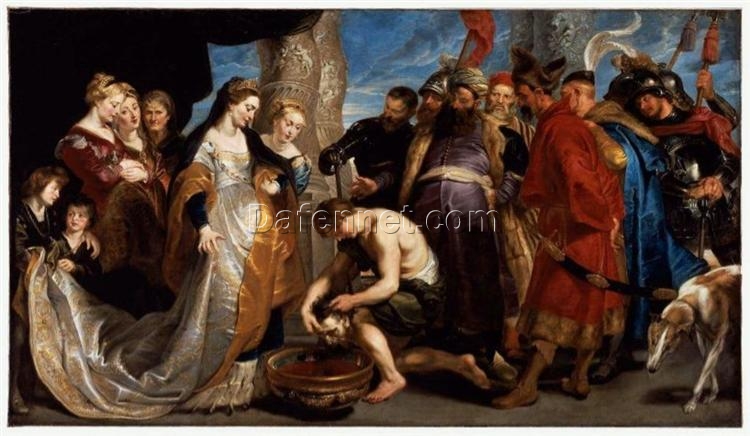 Luxury Baroque History Painting – Head of Cyrus Brought to Queen Tomyris by Rubens