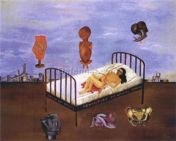 Custom Hand-Painted Oil Painting: Henry Ford Hospital (The Flying Bed) by Frida Kahlo (1932) – Iconic Surrealist Canvas for Emotional Home Decor