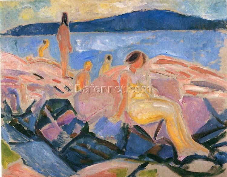 High-End Edvard Munch ‘High Summer II’ Oil Painting on Canvas – Exquisite Art, Ideal for Refined Interiors