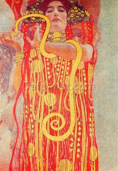 Gustav Klimt ‘University of Vienna Ceiling Paintings (Medicine), Detail Showing Hygieia’ Canvas Oil Painting – Premium Custom Art, Fine Art for Elegant Home & Office Decor