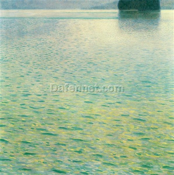 Luxury Gustav Klimt ‘Island in the Attersee’ Canvas Oil Painting – Unique Fine Art, Perfect for Refined Home & Office Decoration