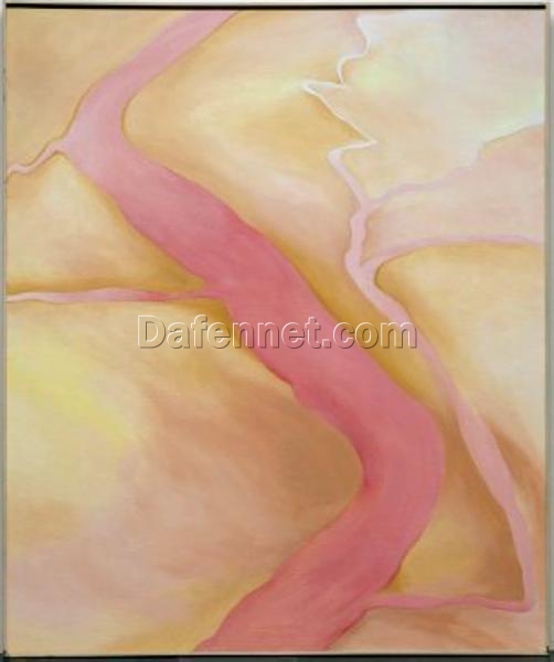 Bespoke Georgia O’Keeffe It Was Yellow and Pink II – Hand-Painted Oil Painting for Abstract Floral Art and Collectors