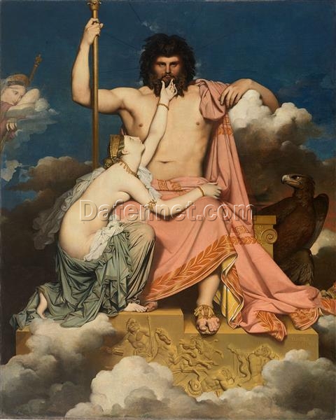 Jupiter and Thetis by Jean Auguste Dominique Ingres – Beautiful 1811 Neoclassical Canvas for Mythology-Inspired Home Decor