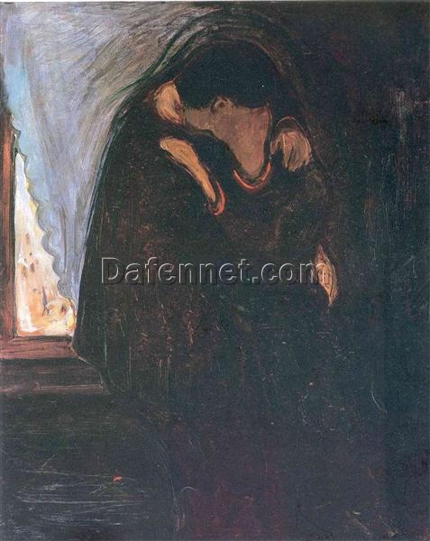 The Kiss by Edvard Munch – Custom Oil Painting on Canvas for Emotional and Symbolist Art Lovers