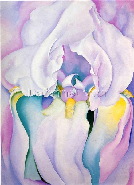 Custom Georgia O’Keeffe Light of Iris – Handcrafted Floral Oil Painting for Modern Nature-Inspired Interiors