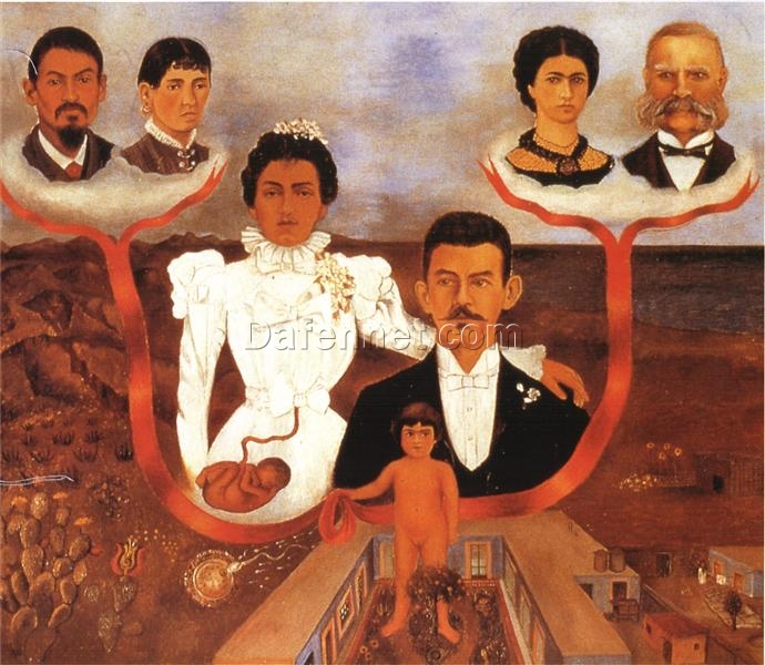 Frida Kahlo ‘My Grandparents, My Parents, and I (Family Tree) (Mis Abuelos, Mis Padres y Yo)’ Canvas Oil Painting – Premium Custom Art, Fine Art for Elegant Home & Office Decor