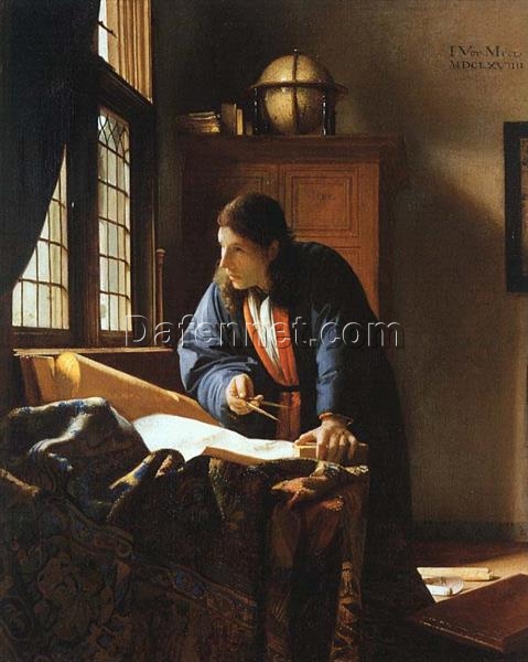 The Geographer” by Vermeer – Stunning Oil Painting Reproduction | High-Quality Hand-Painted Canvas Art for Home Décor