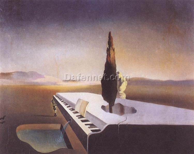 Salvador Dalí “Necrophiliac Fountain Flowing from a Grand Piano” 1933 – Custom Oil Painting on Canvas, Surrealist Exploration of Death, Desire, and the Unconscious