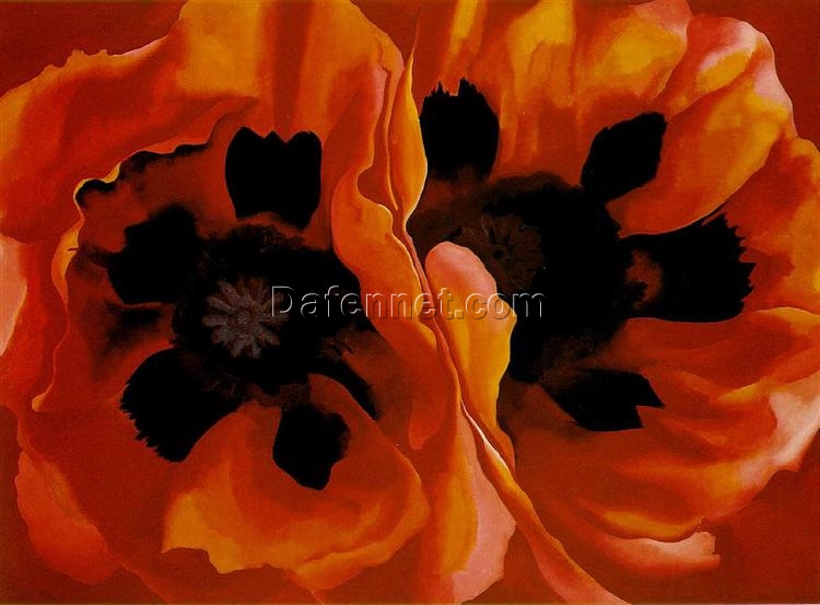 Oriental Poppies by Georgia O’Keeffe – Custom Oil Painting on Canvas for Colorful Floral Art Collectors