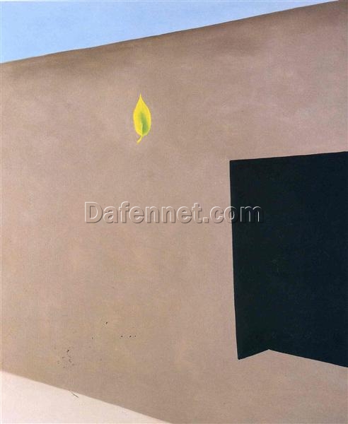 Patio Door with Green Leaf by Georgia O’Keeffe – Custom Handcrafted Oil Painting for Nature and Botanical Art Lovers