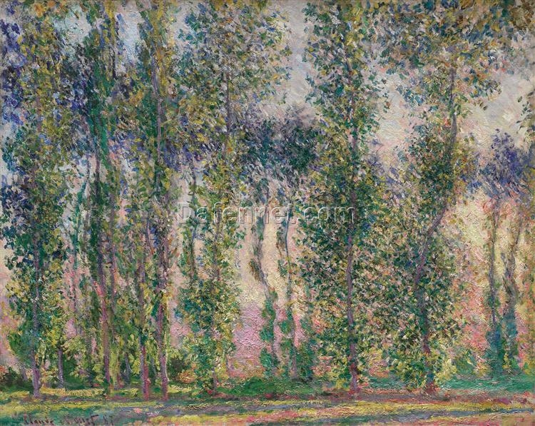 Luxury Claude Monet Poplars at Giverny – Custom Canvas Oil Painting for Sophisticated Home Interiors