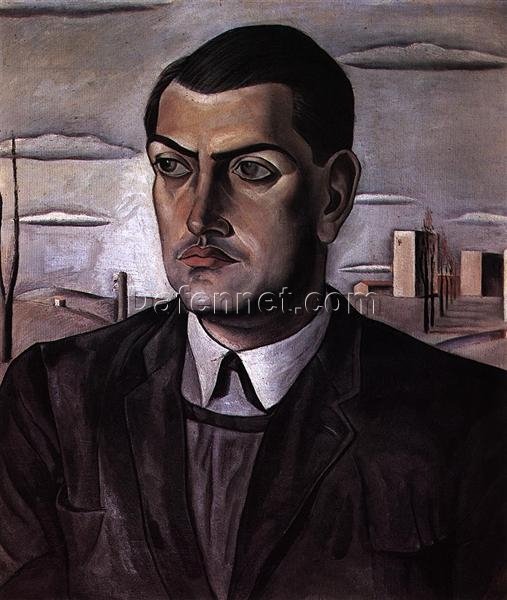 Premium Salvador Dalí “Portrait of Luis Buñuel” 1924 – Handcrafted Oil Painting on Canvas, Surrealist Film Director Portrait