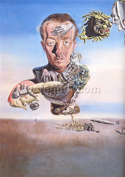 Premium Salvador Dalí “Portrait of Paul Éluard” 1929 – Handcrafted Oil Painting on Canvas, Surrealist Tribute to French Poet