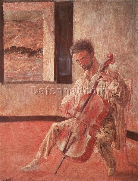 Premium Salvador Dalí “Portrait of the Cellist Ricard Pichot” 1920 – Handcrafted Oil Painting on Canvas, Early Surrealism Portrait